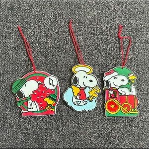 •Vintage 1965 Snoopy & Woodstock Ornaments Trio•